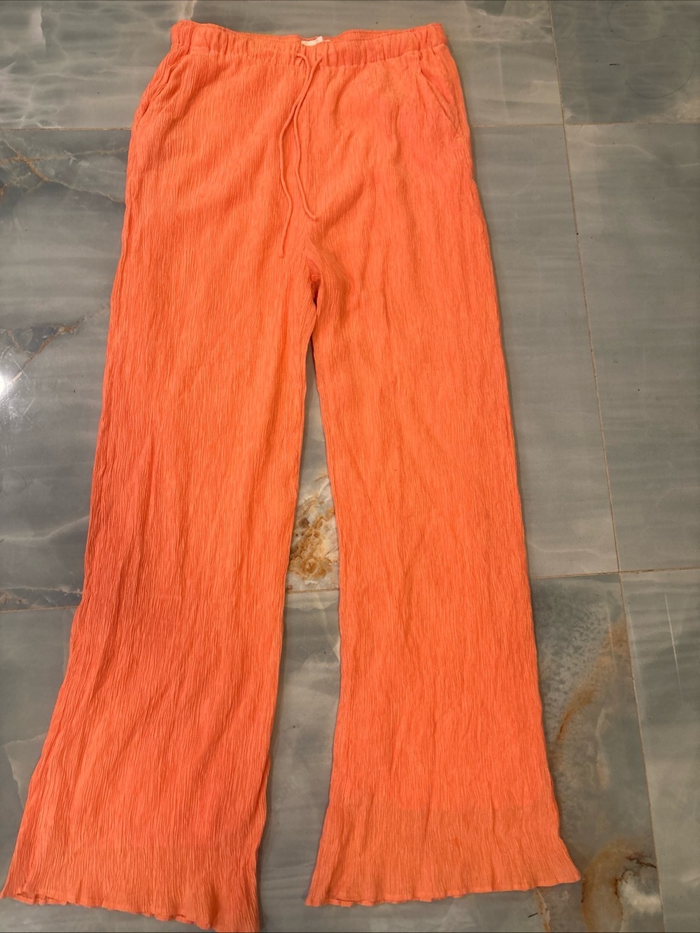 Abercrombie & Fitch Coral Crinkle Pants Size Med Beachy Summer Lounge Pants